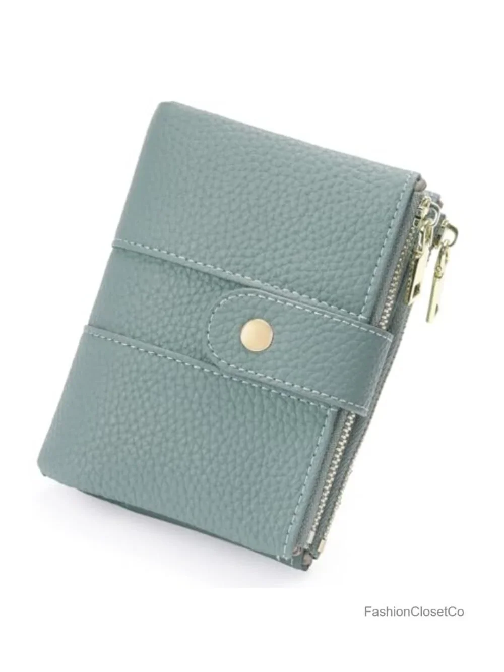RFID Blocking Trifold Leather Wallet with Credit Card Slots and Zipper Coin